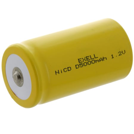 Exell Battery D Size 1.2V 5000mAh NiCD Button Top Rechargeable Battery EBC-342
